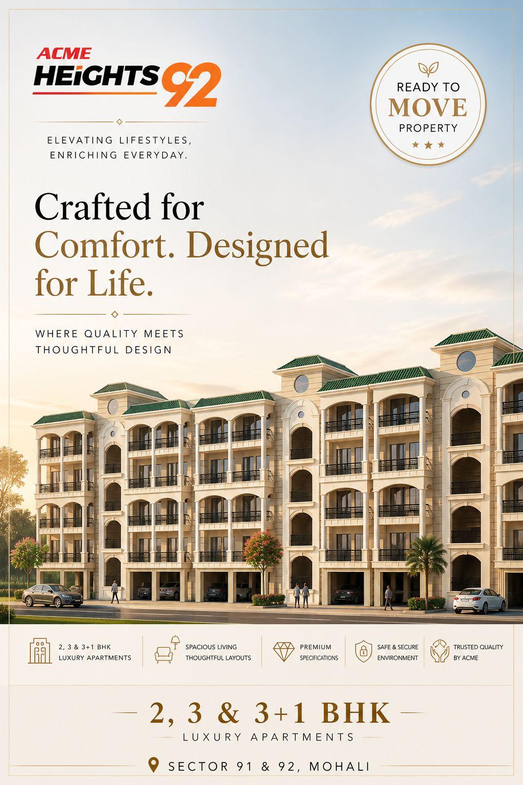 Acme Heights 92 crafted for comfort campaign creative
