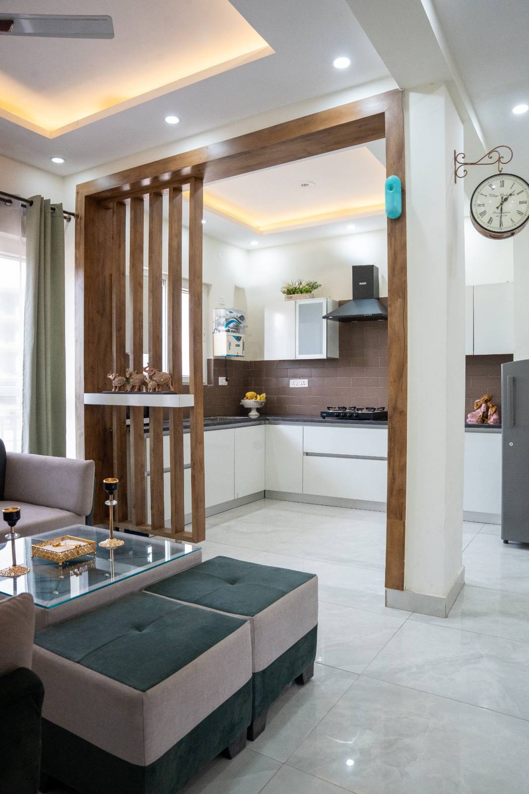 2 BHK living area with kitchen partition