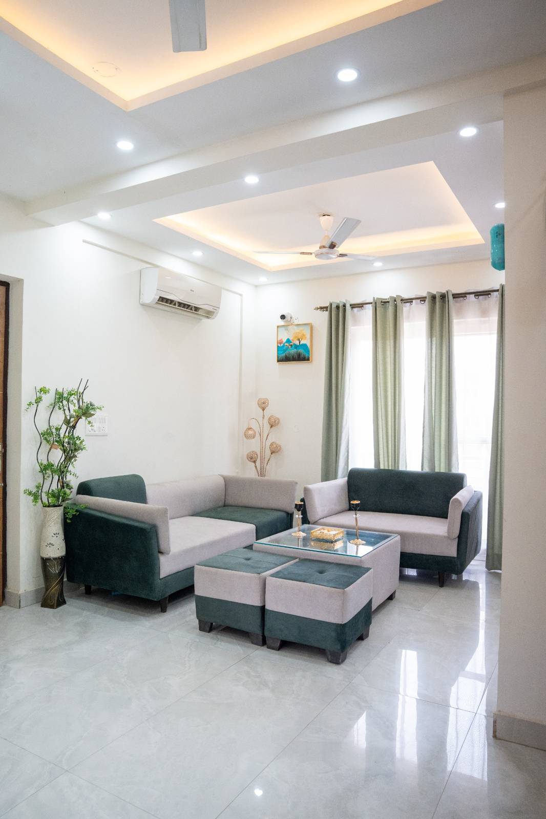2 BHK living room with sofa seating